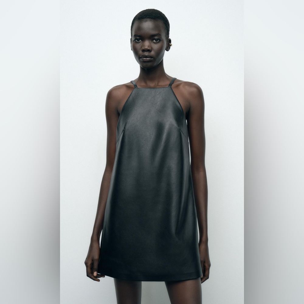 Zara Black Faux Leather Dress